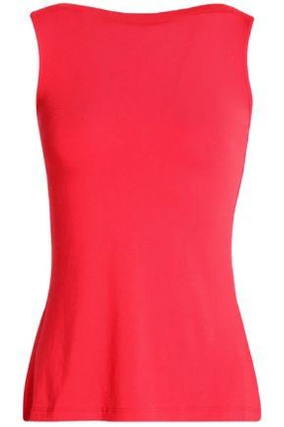 Shop Bailey44 Woman Lattice-trimmed Stretch-jersey Top Red