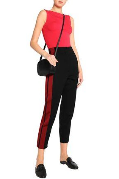 Shop Bailey44 Woman Lattice-trimmed Stretch-jersey Top Red