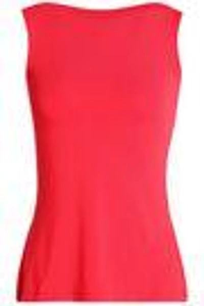 Shop Bailey44 Woman Lattice-trimmed Stretch-jersey Top Red