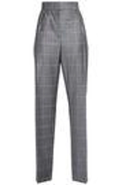 Shop Lanvin Woman Checked Wool Tapered Pants Gray