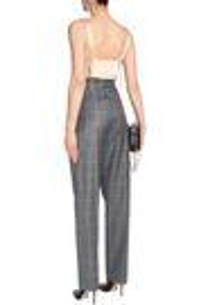 Shop Lanvin Woman Checked Wool Tapered Pants Gray