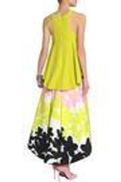 Shop Milly Woman Draped Crepe Top Lime Green