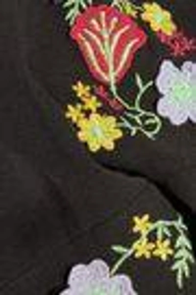 Shop Anna Sui Woman Garden Embroidered Georgette Blouse Black