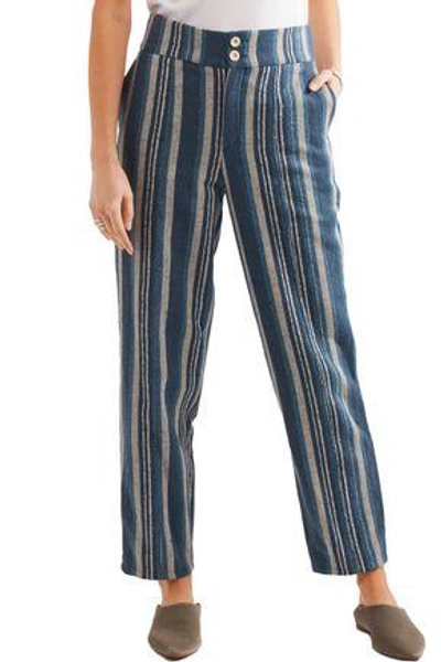 Shop Chloé Striped Cotton-blend Straight-leg Pants In Blue