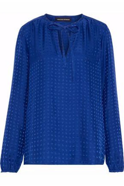 Shop Vanessa Seward Woman Silk-jacquard Top Royal Blue