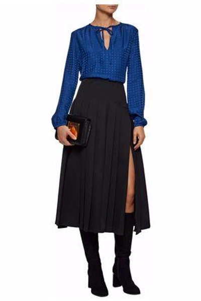 Shop Vanessa Seward Woman Silk-jacquard Top Royal Blue