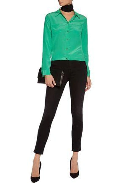Shop Kate Moss Equipment Woman + Kate Moss Danica Silk Shirt Green