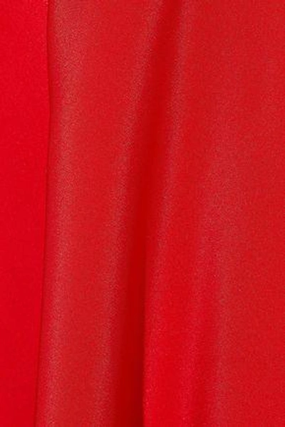 Shop Goen J Woman Asymmetric Ruffled Silk-crepe De Chine Top Red