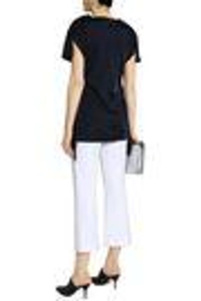 Shop Marni Woman Twist-front Crepe De Chine Blouse Midnight Blue