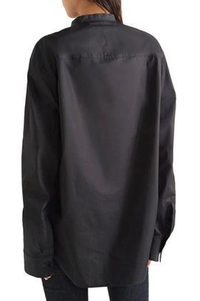 Shop Haider Ackermann Woman Oversized Satin-paneled Cotton-poplin Shirt Black