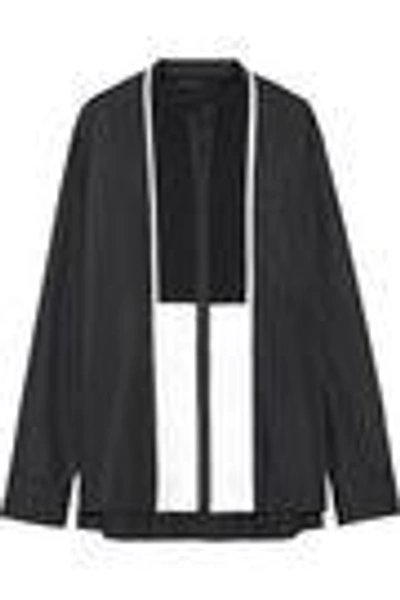 Shop Haider Ackermann Woman Oversized Satin-paneled Cotton-poplin Shirt Black