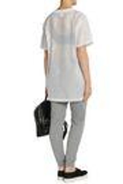 Shop Dkny Laser-cut Printed Jersey T-shirt In Off-white
