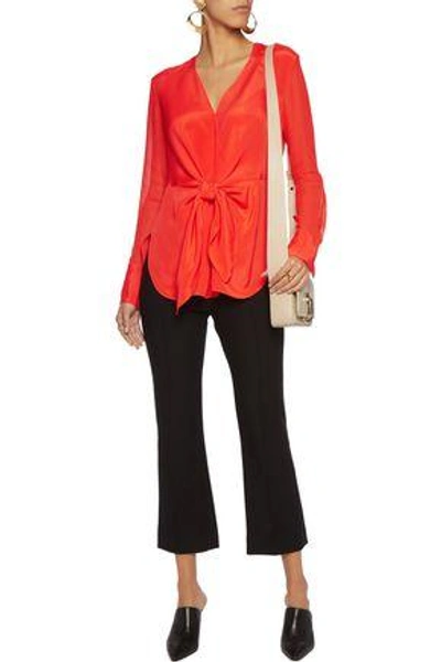 Shop 3.1 Phillip Lim / フィリップ リム Woman Tie-front Silk Crepe De Chine And Chiffon Blouse Tomato Red