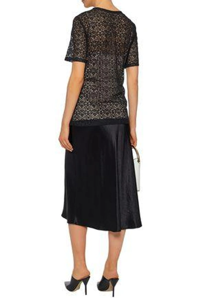 Shop Stella Mccartney Woman Appliquéd Embroidered Cotton-blend Lace Top Black