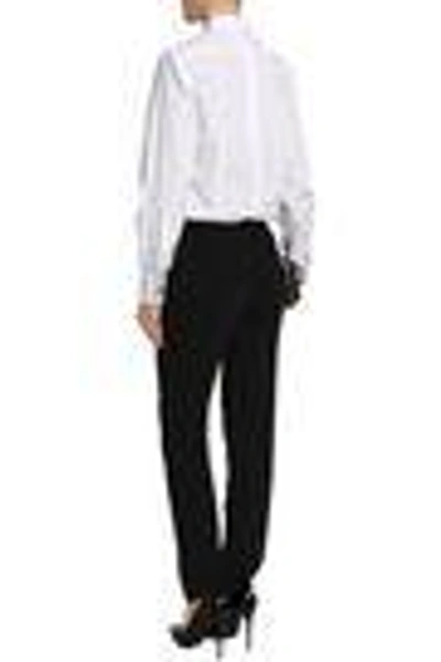 Shop Dolce & Gabbana Crochet-paneled Cotton-blend Poplin Shirt In White