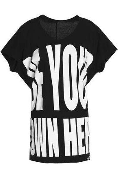 Shop Haider Ackermann Woman Oversized Printed Cotton-jersey T-shirt Black