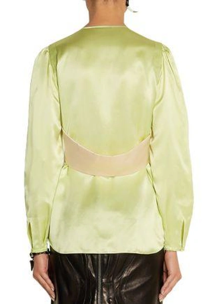 Shop Givenchy Silk-satin Blouse With Contrast Bands In Mint