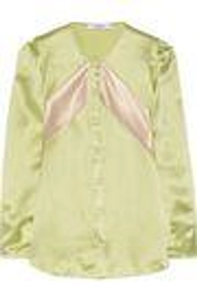 Shop Givenchy Silk-satin Blouse With Contrast Bands In Mint