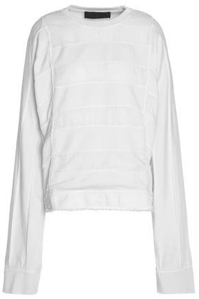 Shop Haider Ackermann Woman Paneled Twill And Cotton-terry Sweatshirt Off-white