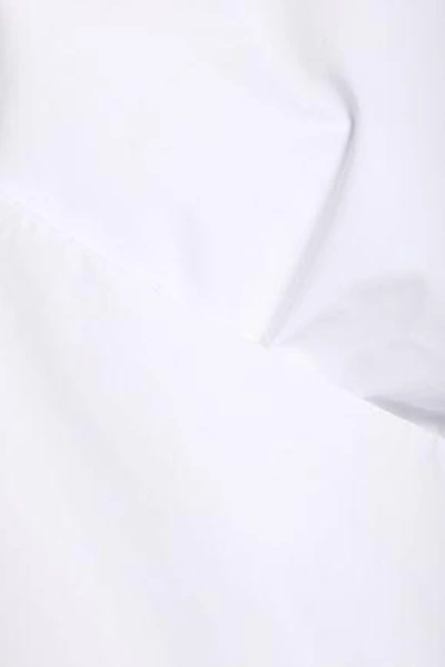 Shop Paper London Woman Wrap-effect Stretch Cotton-poplin Top White