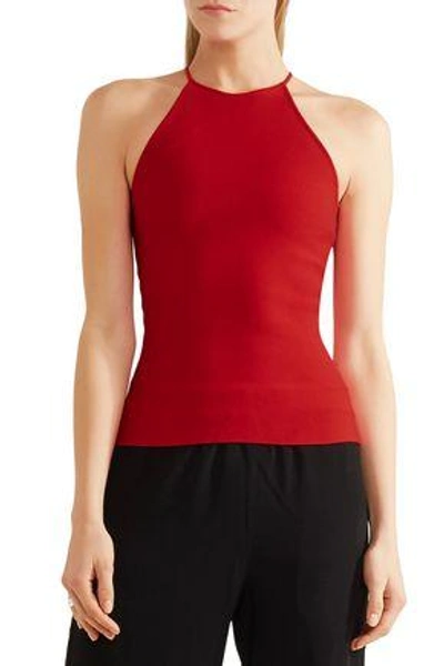 Shop Alexander Wang Woman Cutout Stretch-knit Top Red
