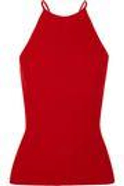 Shop Alexander Wang Woman Cutout Stretch-knit Top Red