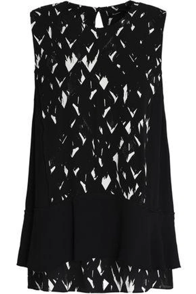 Shop Proenza Schouler Woman Ruffled Printed Silk-chiffon Top Black