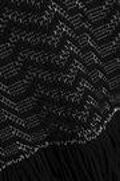 Shop Proenza Schouler Woman Fringe-trimmed Jacquard-knit Cotton-blend Top Black