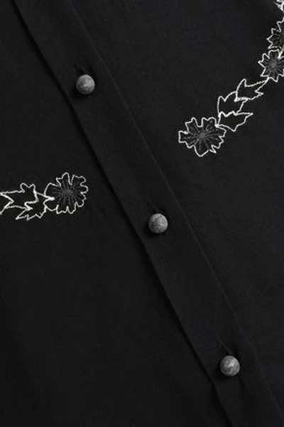 Shop Vilshenko Woman Embroidered Cotton-voile Shirt Black