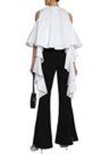 Shop Ellery Woman Cold-shoulder Ruffled Cotton-gabardine Top White