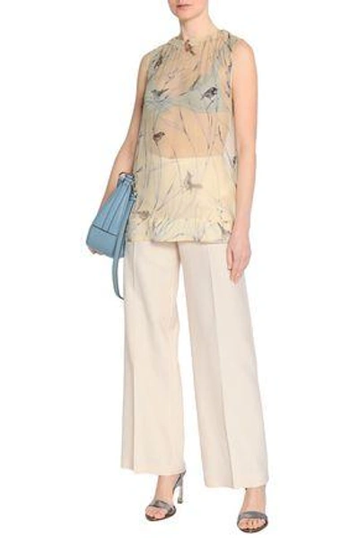 Shop Marni Woman Crinkled Printed Chiffon Top Pastel Yellow