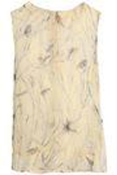 Shop Marni Woman Crinkled Printed Chiffon Top Pastel Yellow