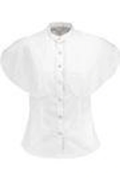 Shop Temperley London Woman Sunray Stretch Cotton-poplin Blouse White