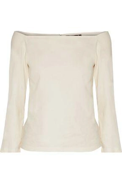 Shop Theory Woman Off-the-shoulder Linen-blend Crepe Top Ecru