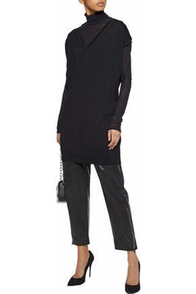 Shop Alexander Wang Woman Cutout Merino Wool Top Black