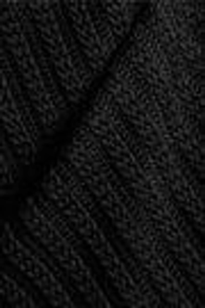 Shop Cinq À Sept Woman Paige Open-knit And Tulle Bodysuit Black