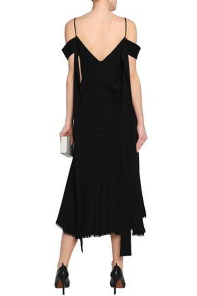 Shop Ellery Woman Cold-shoulde Ring-embellished Crepe Top Black