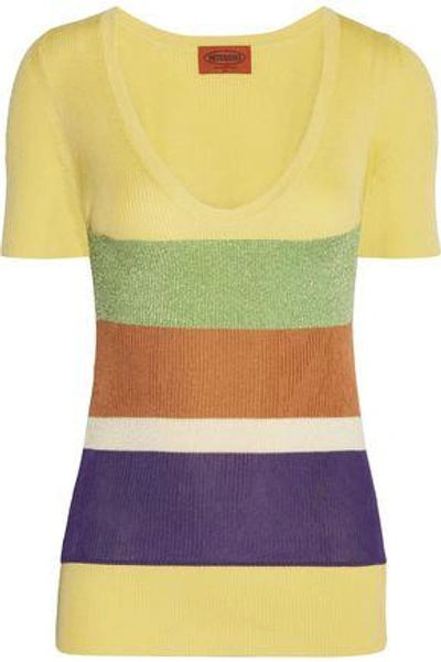 Shop Missoni Layered Color-block Ribbed Cotton Top In Yellow