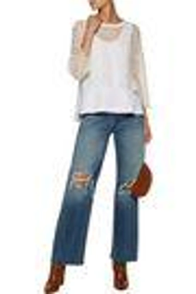 Chloé Layered Cotton Guipure Lace And Cotton-blend Jersey Top In White