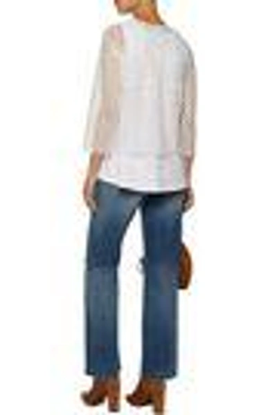 Chloé Layered Cotton Guipure Lace And Cotton-blend Jersey Top In White