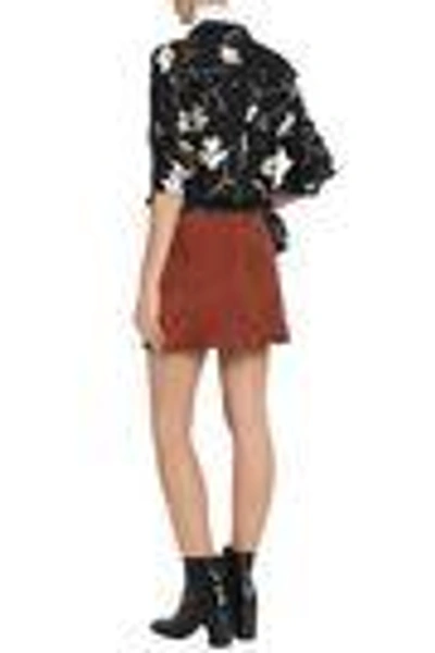 Shop Ganni Woman Floral-print Crepe Shirt Black