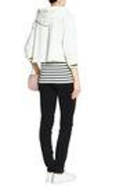 Shop Monrow Woman Cropped Cotton-blend Jersey Hooded Sweater Ivory