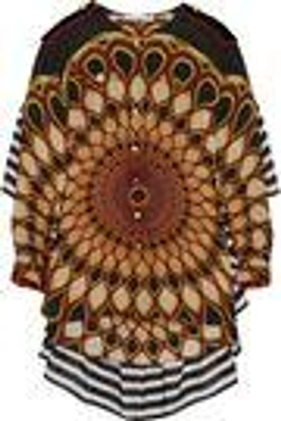 Shop Givenchy Printed Ruffled Shirt In Multicolored Silk-georgette In Brown
