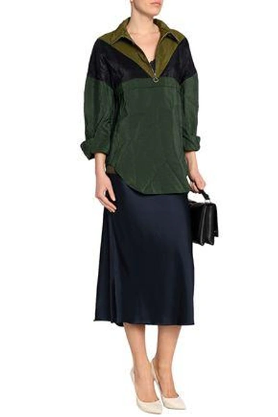 Shop Nina Ricci Woman Color-block Crinkled Taffeta Top Army Green