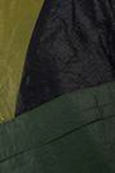 Shop Nina Ricci Woman Color-block Crinkled Taffeta Top Army Green