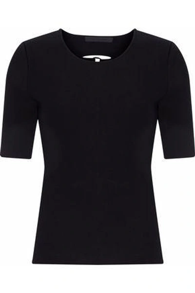 Shop Alexander Wang Woman Lace-up Back Ribbed-knit Top Black