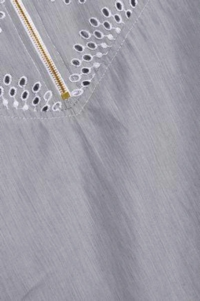 Shop Nina Ricci Woman Broderie Anglaise-paneled Cotton-poplin Tunic Gray