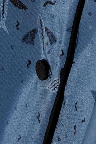 Shop Valentino Printed Silk Crepe De Chine Shirt In Slate Blue