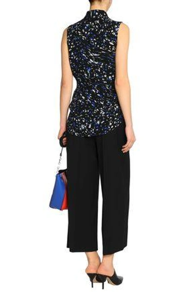 Shop Proenza Schouler Woman Pussy-bow Printed Silk Wrap Top Black