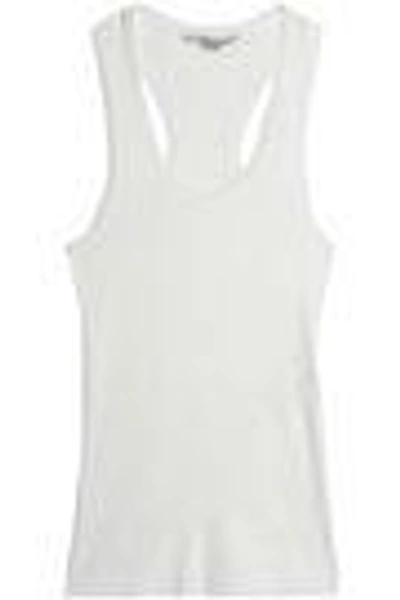 Shop Stella Mccartney Ribbed Cotton-jersey Tank In Off-white